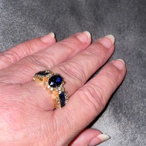 Beautiful Captivating Bohemian Sapphire Cubic Zirconia Gold Ring